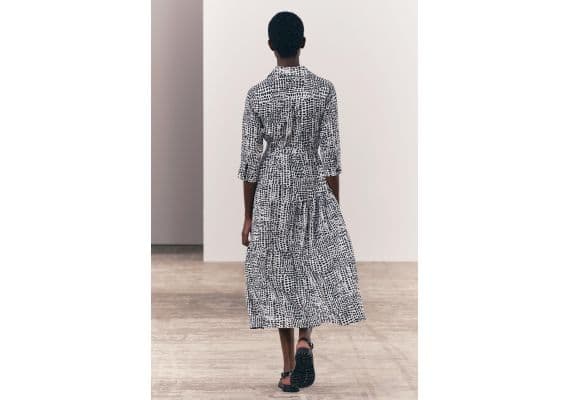 Zara Платье макси с воротником из вискозного микса, Цвет: multicolor, Размер: XL, изображение 3