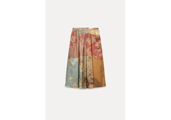 Zara Юбка «миди» из коллекции zw collection printed midi skirt , Цвет: С принтом, Размер: XS, изображение 2