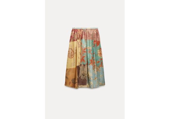 Zara Юбка «миди» из коллекции zw collection printed midi skirt , Цвет: С принтом, Размер: XS, изображение 3