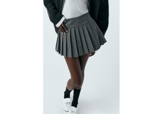 Zara Юбка с разделителем box pleat skort , Цвет: Серый, Размер: XS, изображение 2