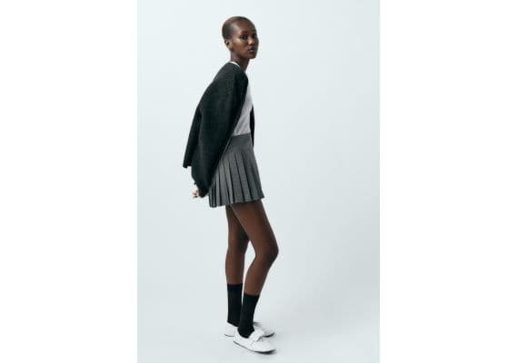 Zara Юбка с разделителем box pleat skort , Цвет: Серый, Размер: XS, изображение 4