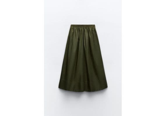 Zara Юбка со съемным поясом poplin midi skirt , Цвет: Зеленый, Размер: XS, изображение 4