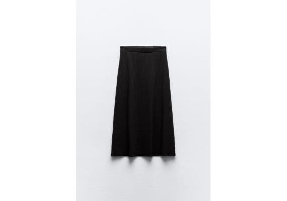 Zara   ribbed flared skirt , Цвет: Черный, Размер: L, изображение 7