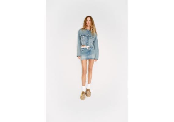 Zara Юбка trf contrast denim skirt , Цвет: Синий, Размер: XS