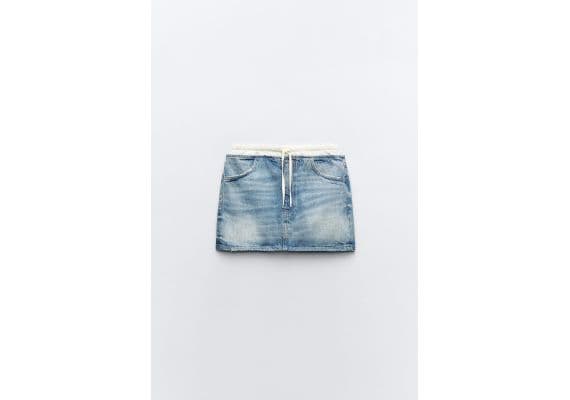 Zara Юбка trf contrast denim skirt , Цвет: Синий, Размер: XS, изображение 4