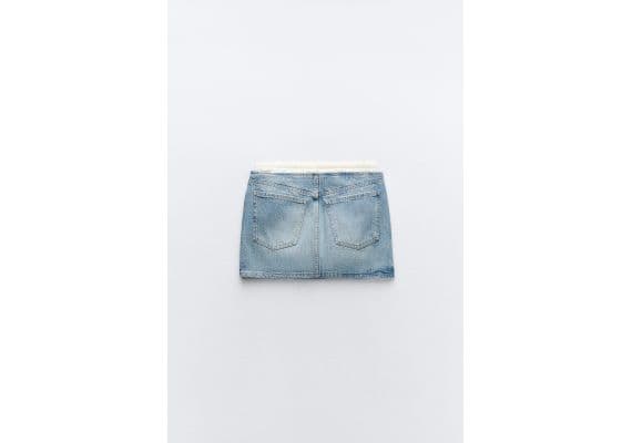 Zara Юбка trf contrast denim skirt , Цвет: Синий, Размер: XS, изображение 5