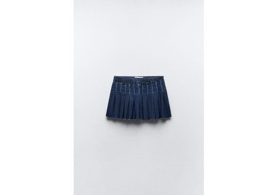 Zara Юбка trf denim box pleat skirt , Цвет: Синий, Размер: XS, изображение 6