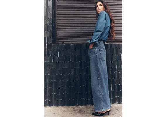 Zara Юбка z1975 denim midi skirt , Цвет: Синий, Размер: XS, изображение 2