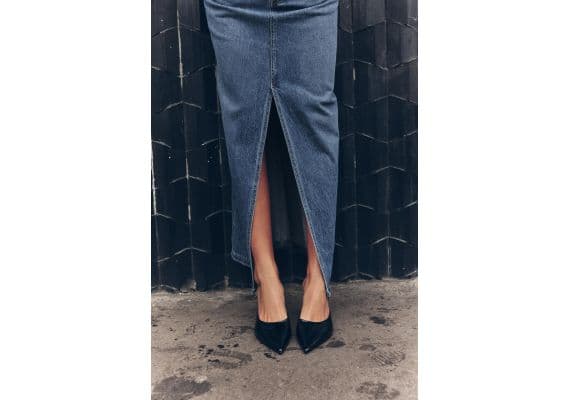 Zara Юбка z1975 denim midi skirt , Цвет: Синий, Размер: XS, изображение 3