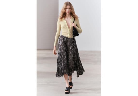 Zara   zw collection metallic midi skirt , Цвет: Серый, Размер: XS