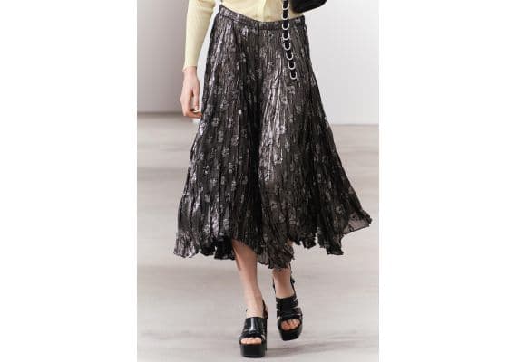 Zara   zw collection metallic midi skirt , Цвет: Серый, Размер: XS, изображение 2