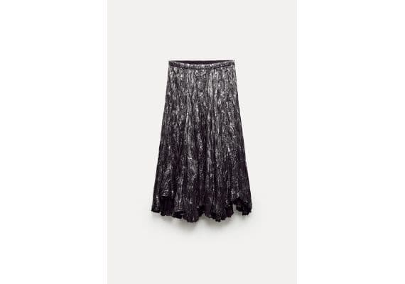 Zara   zw collection metallic midi skirt , Цвет: Серый, Размер: XS, изображение 7