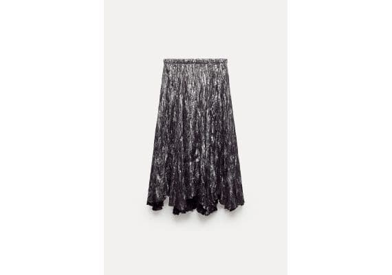 Zara   zw collection metallic midi skirt , Цвет: Серый, Размер: XS, изображение 8