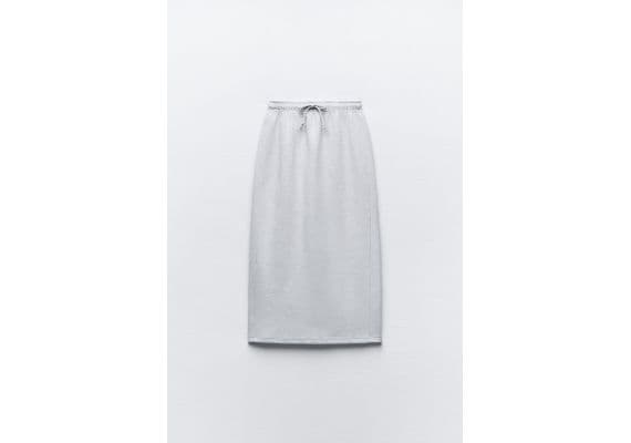 Zara Юбка-миди clean interlock plush , Цвет: Серый, Размер: XS