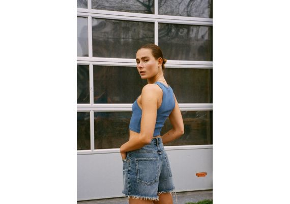 Zara   trf high-waist denim ripped shorts , Цвет: Синий, Размер: 32, изображение 3