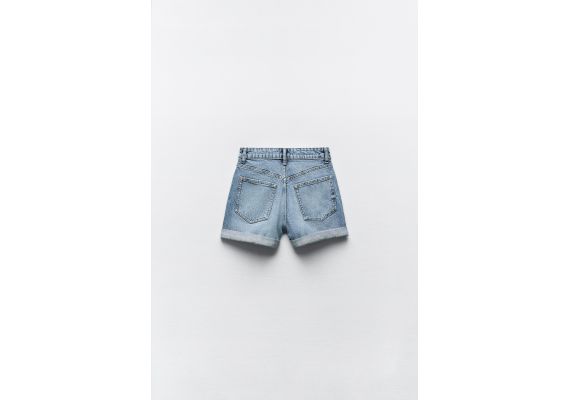 Zara Бермуды с высокой посадкой trf mom fit denim , Цвет: Синий, Размер: 32, изображение 5