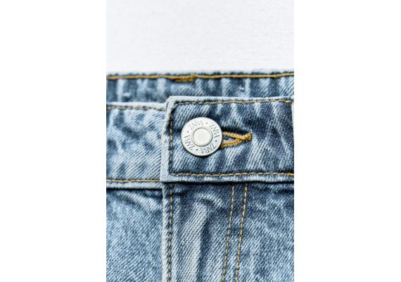 Zara Бермуды с высокой посадкой trf mom fit denim , Цвет: Синий, Размер: 32, изображение 6