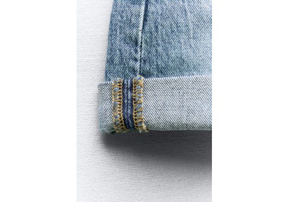 Zara Бермуды с высокой посадкой trf mom fit denim , Цвет: Синий, Размер: 32, изображение 8