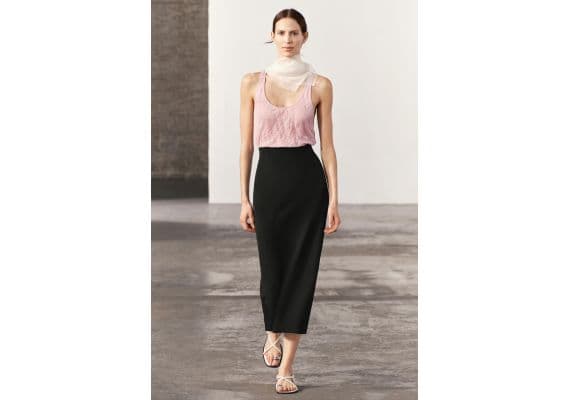 Zara Юбка-карандаш коллекции zw collection midi , Цвет: Черный, Размер: M