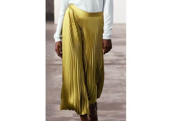 Zara Юбка-солнце zw collection pleated satin skirt , Цвет: Зеленый, Размер: S, изображение 3