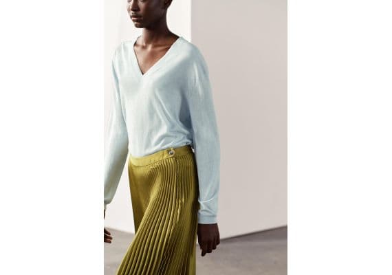 Zara Юбка-солнце zw collection pleated satin skirt , Цвет: Зеленый, Размер: XL, изображение 5