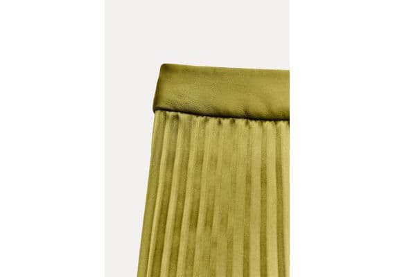 Zara Юбка-солнце zw collection pleated satin skirt , Цвет: Зеленый, Размер: M, изображение 8