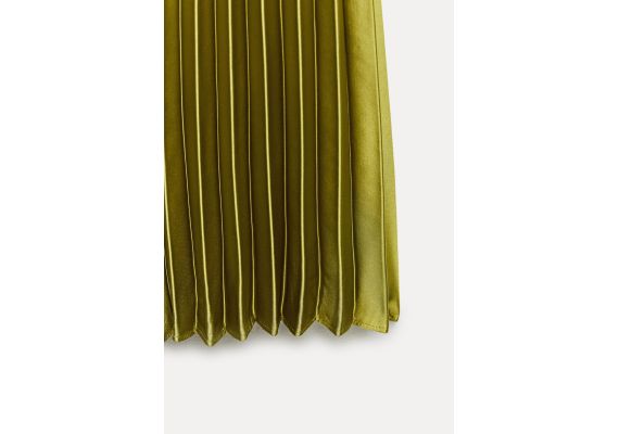 Zara Юбка-солнце zw collection pleated satin skirt , Цвет: Зеленый, Размер: S, изображение 10