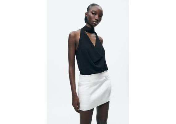 Zara Юбка-мини коллекции zw collection satin , Цвет: Белый, Размер: XS, изображение 2