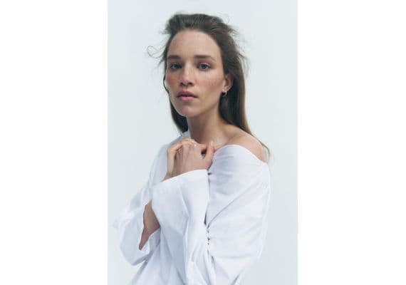 Zara Топ из коллекции zara woman из поплина с оригинальным разделителем, Цвет: Белый, Размер: XS, изображение 2