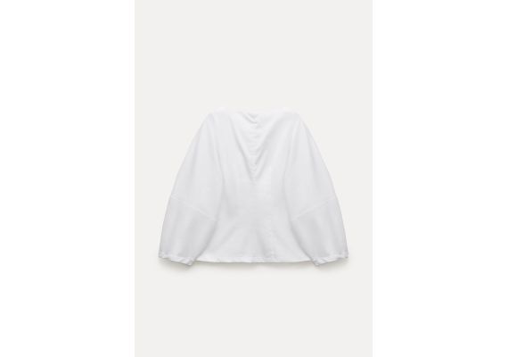 Zara Топ из коллекции zara woman из поплина с оригинальным разделителем, Цвет: Белый, Размер: XS, изображение 7