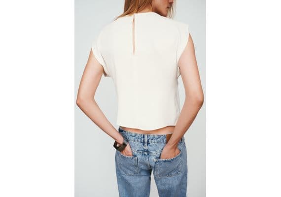 Zara   draped shoulder top , Цвет: Белый, Размер: XS, изображение 4