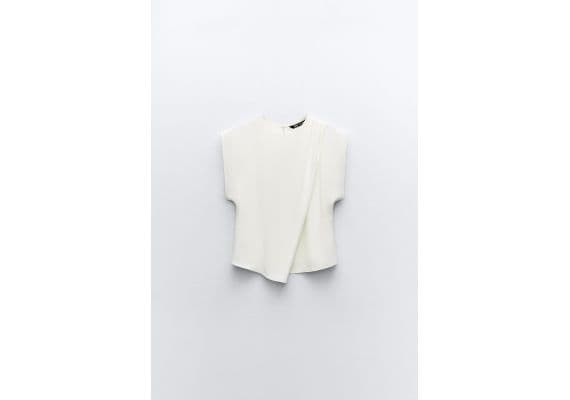 Zara   draped shoulder top , Цвет: Белый, Размер: XS, изображение 5