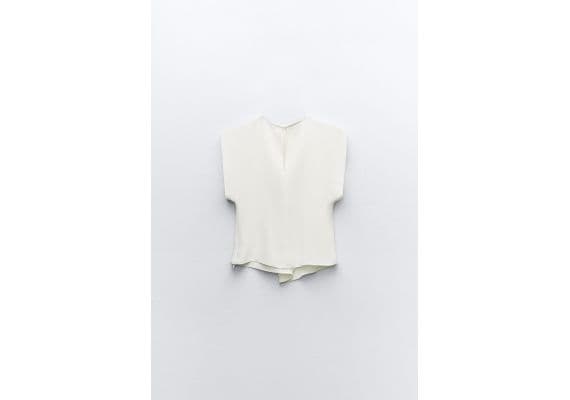 Zara   draped shoulder top , Цвет: Белый, Размер: XS, изображение 6