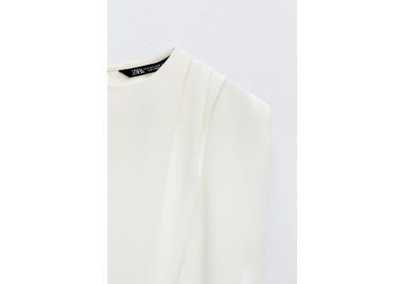 Zara   draped shoulder top , Цвет: Белый, Размер: XS, изображение 7