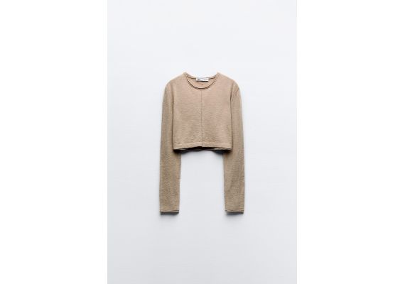 Zara Модель «knit crop top» , Цвет: Бежевый, Размер: XS, изображение 5