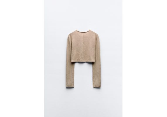 Zara Модель «knit crop top» , Цвет: Бежевый, Размер: XS, изображение 6