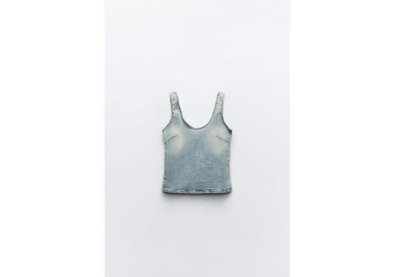 Zara Топ trf denim top , Цвет: Синий, Размер: XS