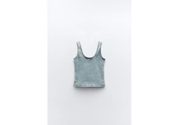 Zara Топ trf denim top , Цвет: Синий, Размер: XS, изображение 2