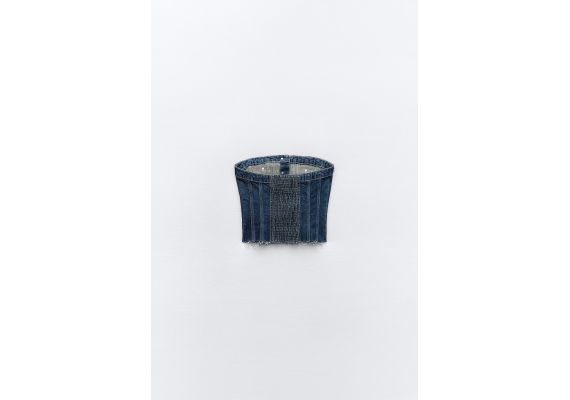 Zara Топ denim trf в стиле корсета , Цвет: Синий, Размер: XXL, изображение 8