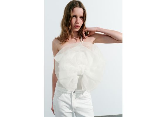 Zara Боди maxi organza fan с разделителем , Цвет: Белый, Размер: M, изображение 2