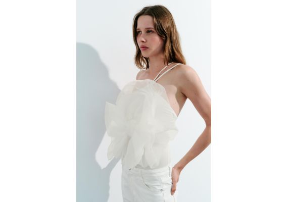 Zara Боди maxi organza fan с разделителем , Цвет: Белый, Размер: M, изображение 3