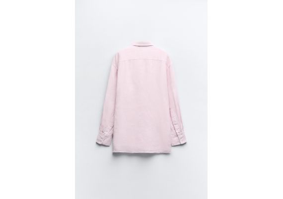 Zara   oversize рубашка из 100% льна , Цвет: Розовый, Размер: XS, изображение 8