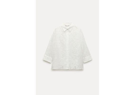 Zara Рубашка с вышивкой cutwork из коллекции zw , Цвет: Белый, Размер: M, изображение 4