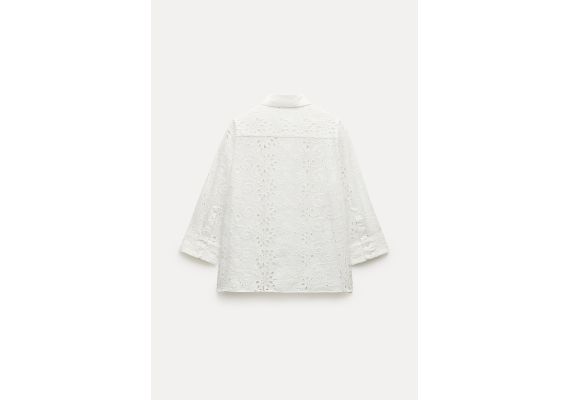 Zara Рубашка с вышивкой cutwork из коллекции zw , Цвет: Белый, Размер: M, изображение 5