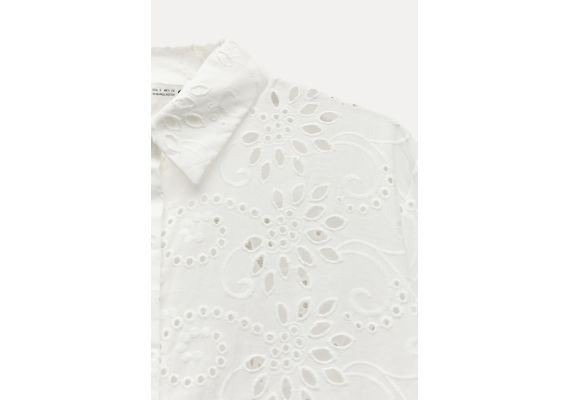 Zara Рубашка с вышивкой cutwork из коллекции zw , Цвет: Белый, Размер: M, изображение 6