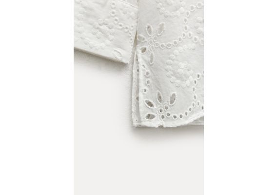 Zara Рубашка с вышивкой cutwork из коллекции zw , Цвет: Белый, Размер: XS, изображение 8