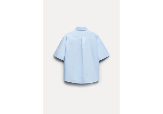 Zara Рубашка с воротником из коллекции zw collection poplin shirt , Цвет: Синий, Размер: XS, изображение 6