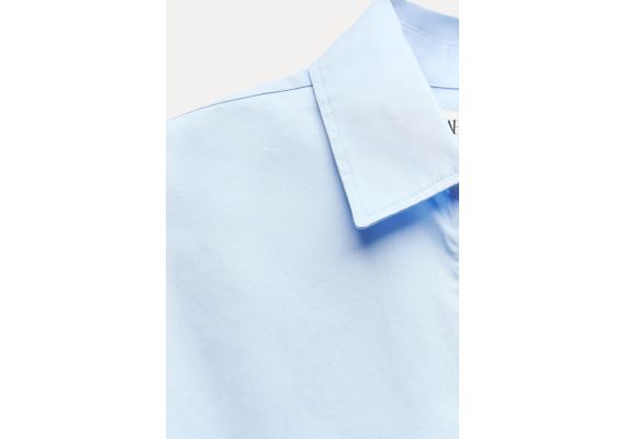 Zara Рубашка с воротником из коллекции zw collection poplin shirt , Цвет: Синий, Размер: XS, изображение 8