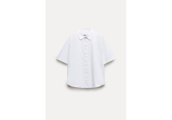 Zara Рубашка из коллекции zw collection poplin shirt , Цвет: Белый, Размер: M, изображение 4