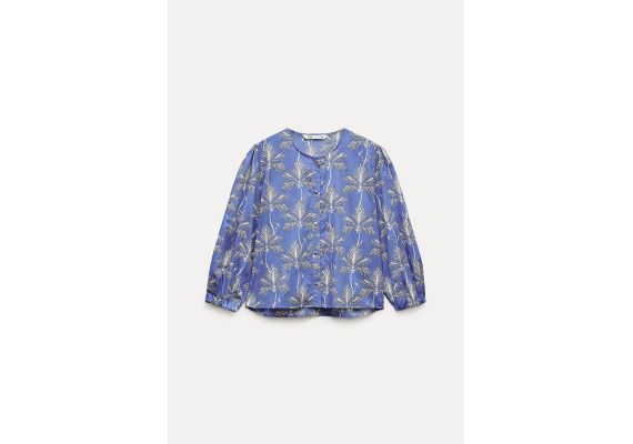 Zara Рубашка zw collection printed shirt , Цвет: Синий, Размер: S, изображение 3